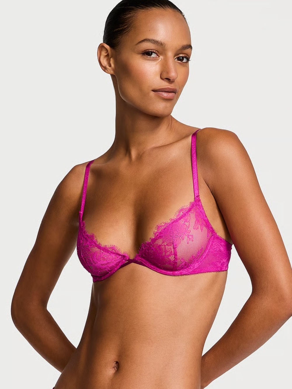 32D Victoria Secret Very Sexy Rose Lace Unlined Low-Cut Demi Bra